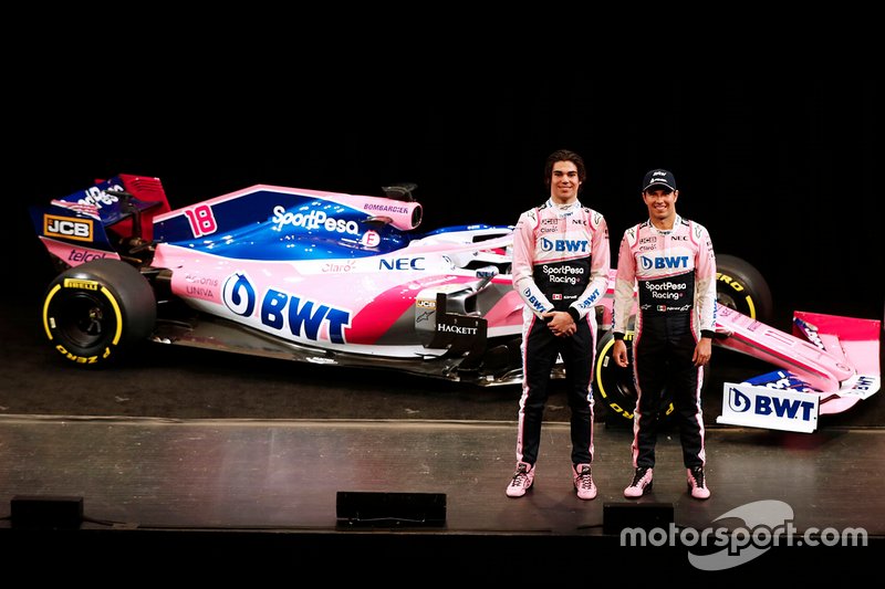 Lance Stroll, Racing Point F1 Team e Sergio Perez, Racing Point F1 Team, con la RP19 del Team Racing Point F1