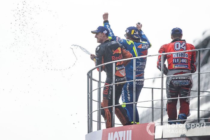 Podio: ganador, Andrea Dovizioso, Ducati Team, segundo, Alex Rins, Team Suzuki MotoGP, tercero, Pol Espargaro, Red Bull KTM Factory Racing