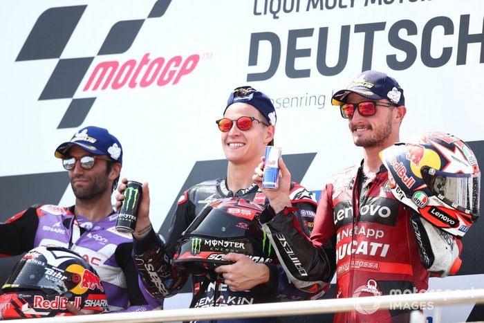 Podio: ganador Fabio Quartararo, Yamaha Factory Racing, segundo lugar Johann Zarco, Pramac Racing, tercer lugar Jack Miller, Ducati Team