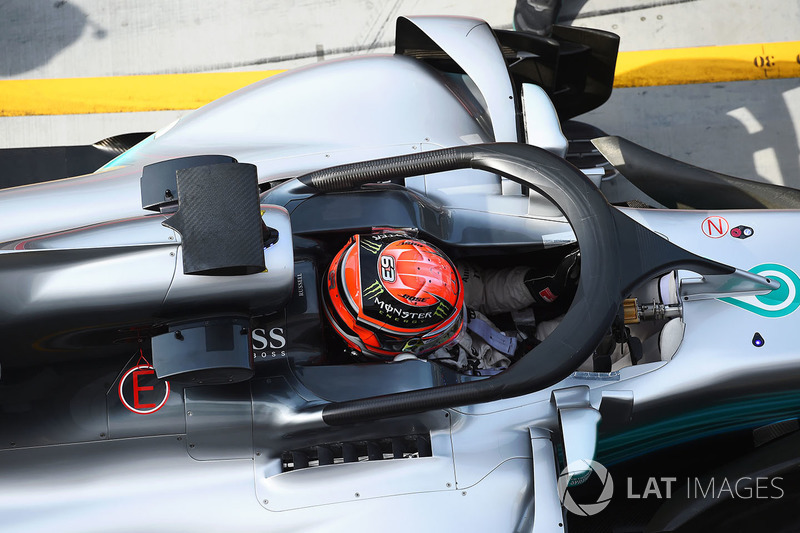 George Russell, Mercedes-Benz F1 W08 with halo