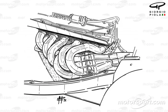 Los escapes de la Ferrari F92A (644) 1992