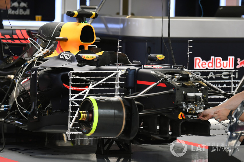 Red Bull Racing RB13 in the garage with aero sensors