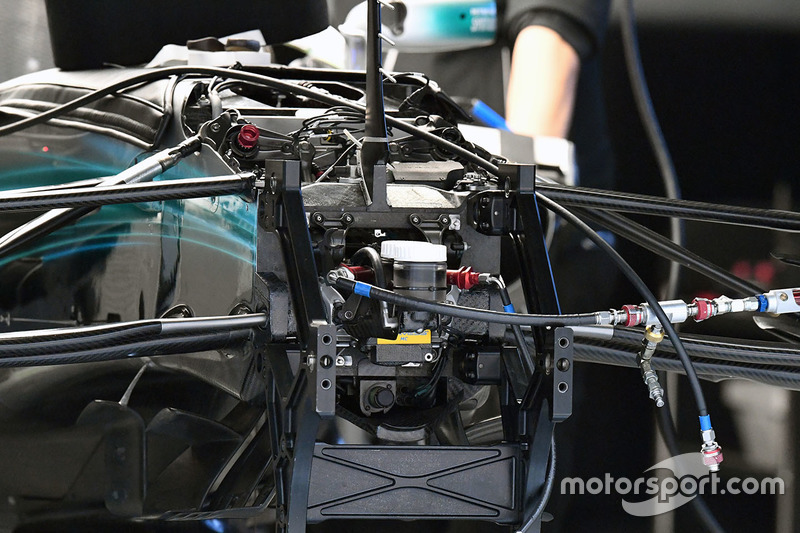 Détail de l'avant de la Mercedes AMG F1 W08