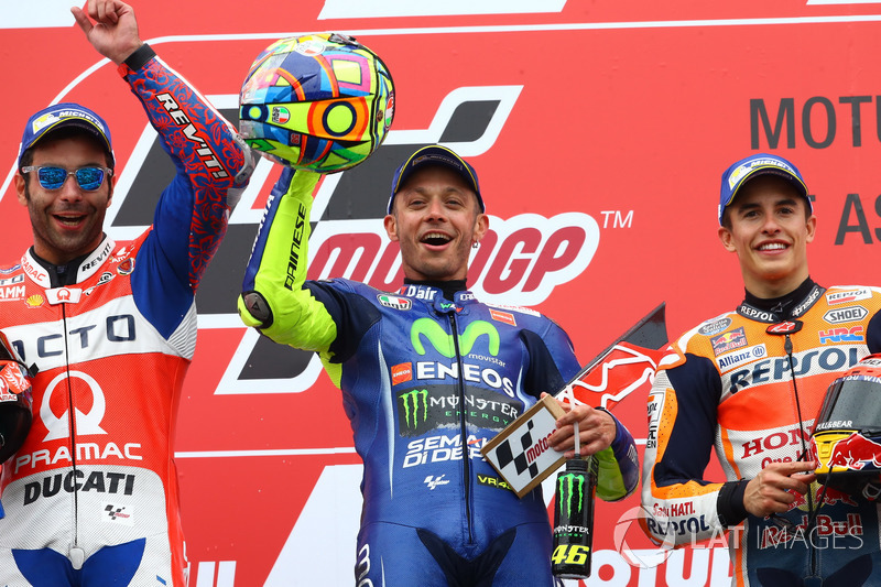 Podium: 1. Valentino Rossi, 2. Danilo Petrucci, 3. Marc Marquez