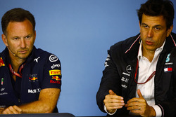 Christian Horner, Team Principal, Red Bull Racing, and Toto Wolff, Executive Director (Business), Mercedes AMG, in a Press Conference