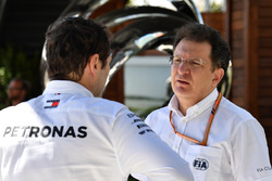 Toto Wolff, Mercedes AMG F1 Director of Motorsport and Nicholas Tombazis, FIA Head of Single-Seater
