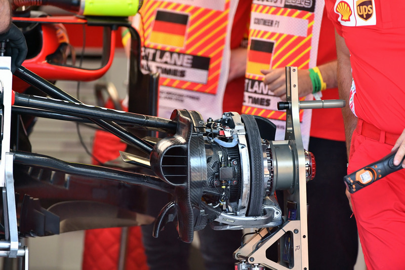 Ferrari SF71H front brake and wheel hub detail