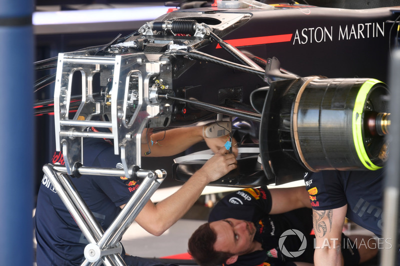 Red Bull Racing RB14 detalle suspensión delantera