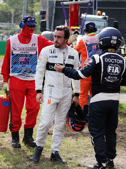 Fernando Alonso, McLaren after his race stopping crash