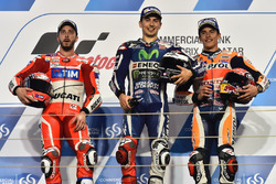 Podium: El ganador, Jorge Lorenzo, Movistar Yamaha MotoGP, Yamaha; segundo lugar, Andrea Dovizioso, Ducati Team, Ducati; tercer lugar, Marc Marquez, Repsol Honda Team, Honda