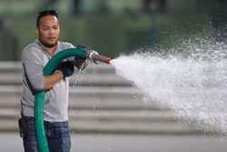 Watering the track for the wet simulation