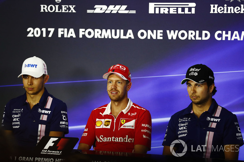 Прес-конференція: Есбеан Окон, Force India, Себастьян Феттель, Ferrari, Серхіо Перес, Force India