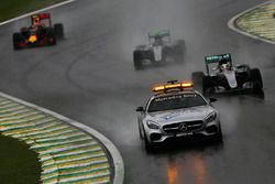 Lewis Hamilton, Mercedes AMG F1 W07 Hybrid leads behind the FIA Safety Car