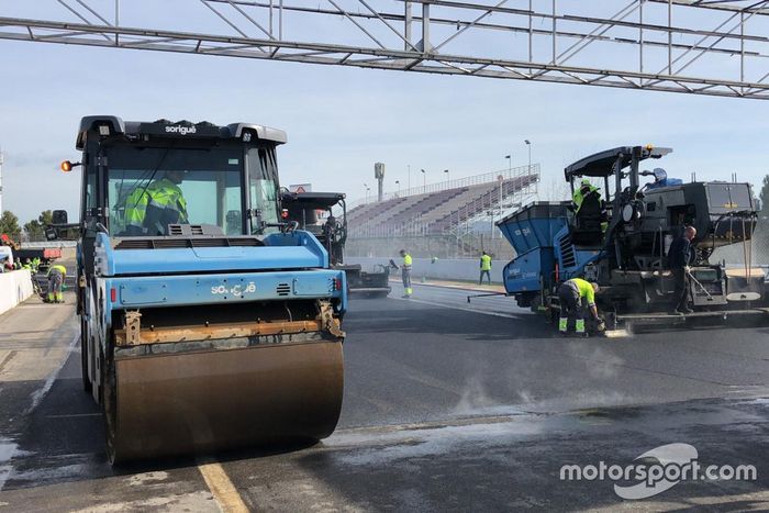 Trabajos de remodelación de la curva 10 del Circuit de Barcelona-Catalunya