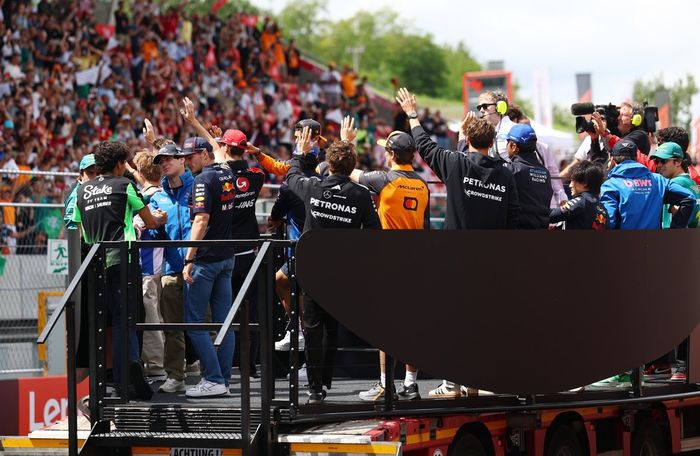 The drivers parade prior to the F1 Grand Prix of Hungary.