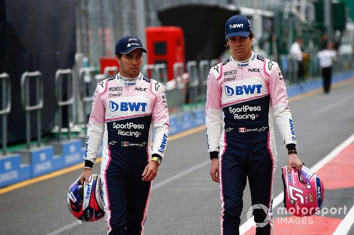Sergio Perez, Racing Point, y Lance Stroll, Racing Point
