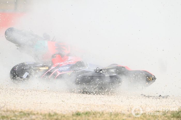 Caída de Jack Miller, Pramac Racing y Brad Binder, Red Bull KTM Factory Racing 