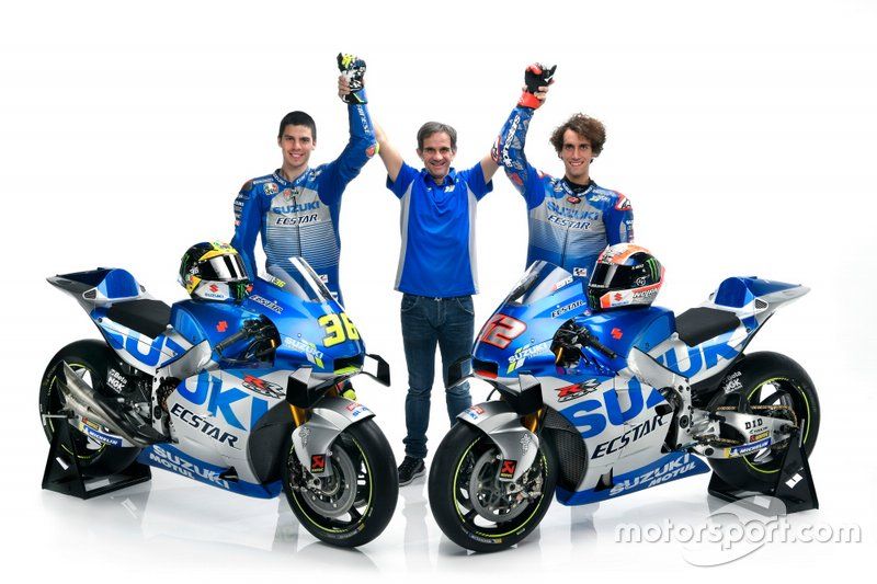 Joan Mir, Alex Rins, Team Suzuki MotoGP and Davide Brivio, Team manager Team Suzuki MotoGP