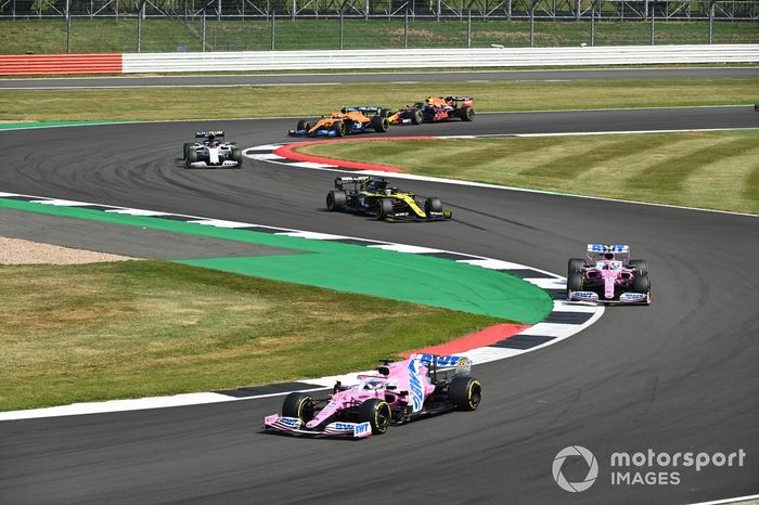 Nico Hulkenberg, Racing Point RP20, Lance Stroll, Racing Point RP20, Daniel Ricciardo, Renault F1 Team R.S.20, Pierre Gasly, AlphaTauri AT01, Lando Norris, McLaren MCL35, y Alex Albon, Red Bull Racing RB16