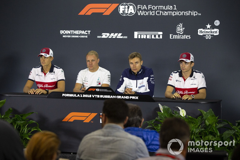 Marcus Ericsson, Sauber, Valtteri Bottas, Mercedes AMG F1, Sergey Sirotkin, Williams Racing and Charles Leclerc, Sauber in the press conference