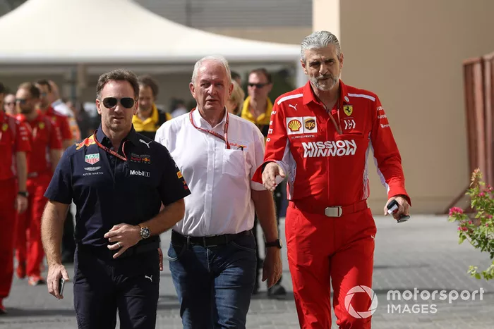 Christian Horner, Red Bull Racing, Dr Helmut Marko, Red Bull Motorsport y Maurizio Arrivabene, Ferrari