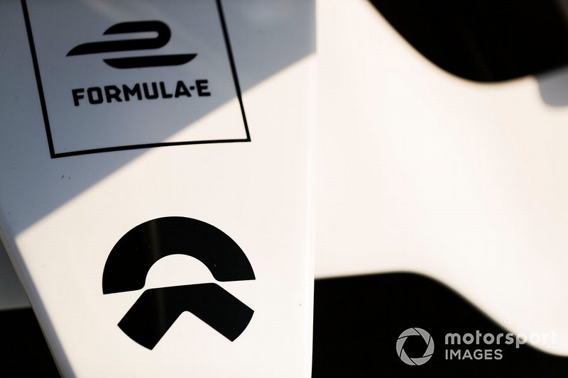 Nio logo on the nose of the car