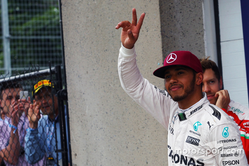 Lewis Hamilton, Mercedes AMG F1 celebrates his pole position in parc ferme