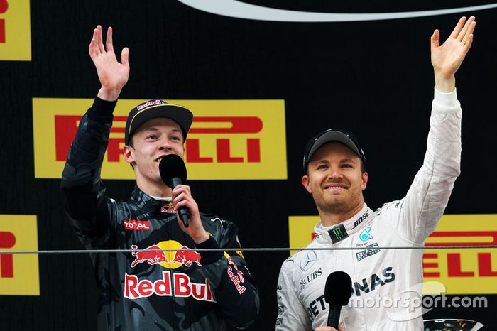 Podium: winner Nico Rosberg, Mercedes AMG F1 Team, third place Daniil Kvyat, Red Bull Racing