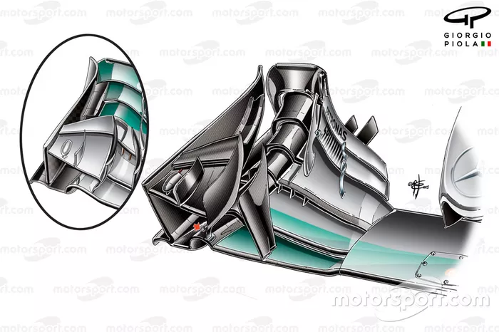 Mercedes W06 front wing comparison