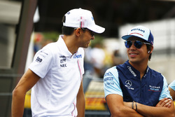 Esteban Ocon, Force India, with Lance Stroll, Williams Racing
