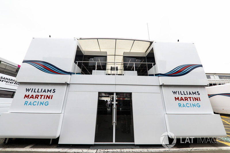 El área de autocaravanas y hospitalidad del equipo Williams