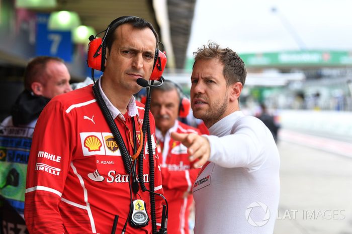 Riccardo Adami, Ferrari ingeniero de carrera y Sebastian Vettel, Ferrari