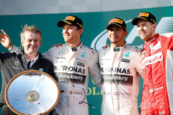 2015: 1. Lewis Hamilton, 2. Nico Rosberg, 3. Sebastian Vettel