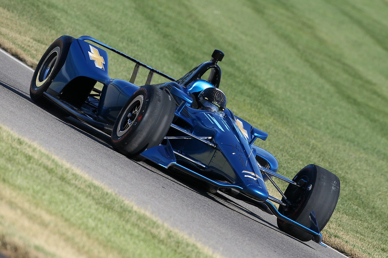 Juan Pablo Montoya testing the 2018 Chevrolet IndyCar