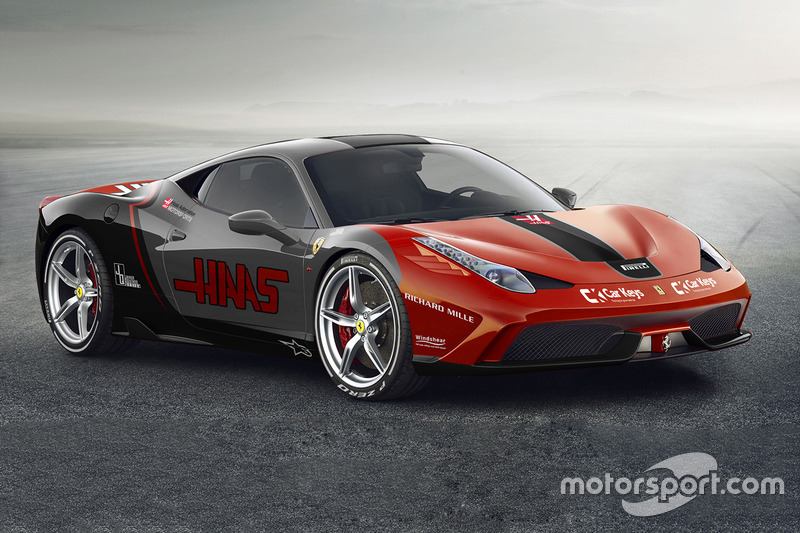 Ferrari 458 in Haas F1 Team livery