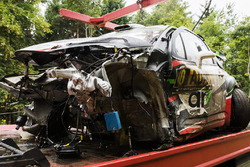La vettura incidentata di Stéphane Lefebvre, Gabin Moreau, Citroën DS3 WRC, Citroën World Rally Team