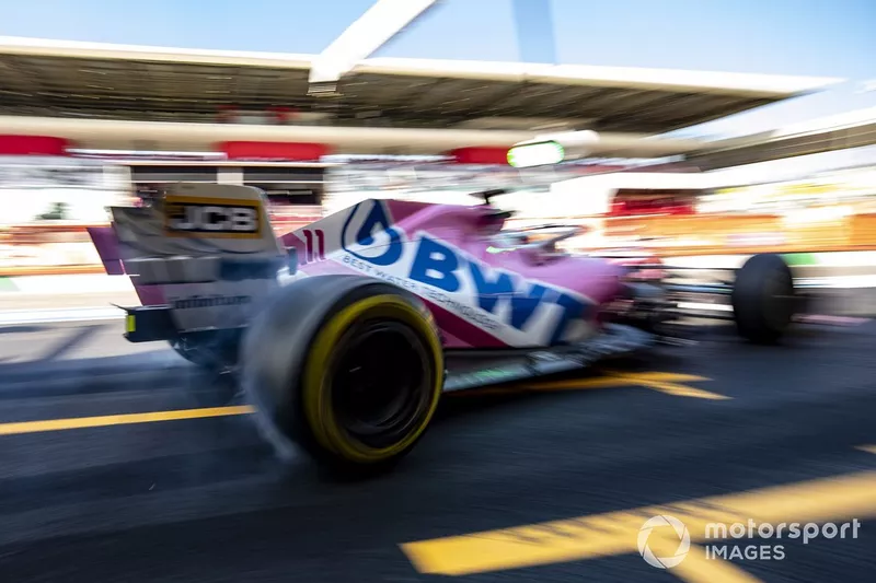 Sergio Perez, Racing Point RP20 lascia i pit box