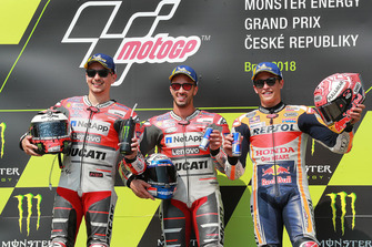 Podium : le vainqueur Andrea Dovizioso, Ducati Team, le deuxième, Jorge Lorenzo, Ducati Team, le troisième, Marc Marquez, Repsol Honda Team