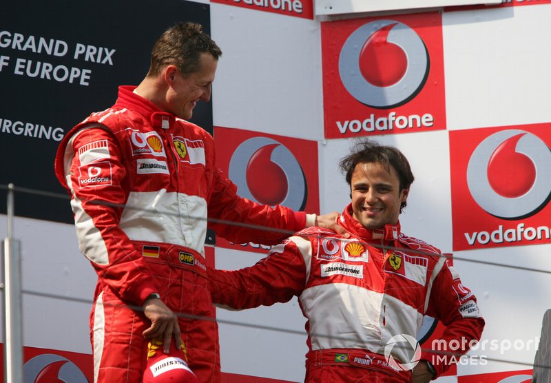 Podium: race winner Michael Schumacher, Ferrari, third place Felipe Massa, Ferrari