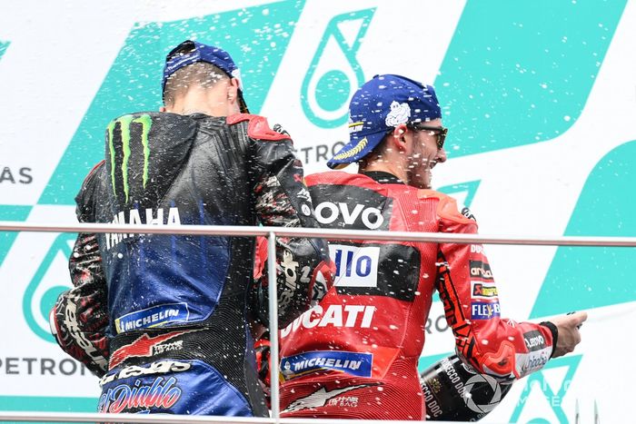 Podio: tercer lugar Fabio Quartararo, Yamaha Factory Racing y el ganador Francesco Bagnaia, Ducati Team