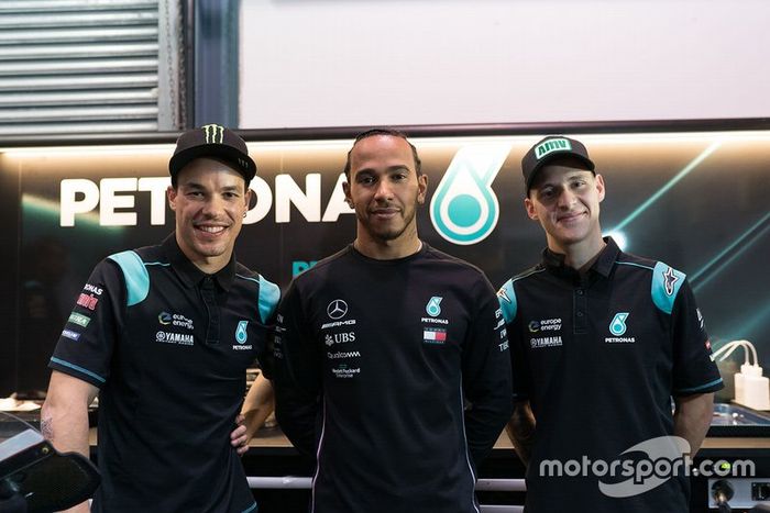 Lewis Hamilton, Franco Morbidelli, Petronas Yamaha SRT, Fabio Quartararo, Petronas Yamaha SRT