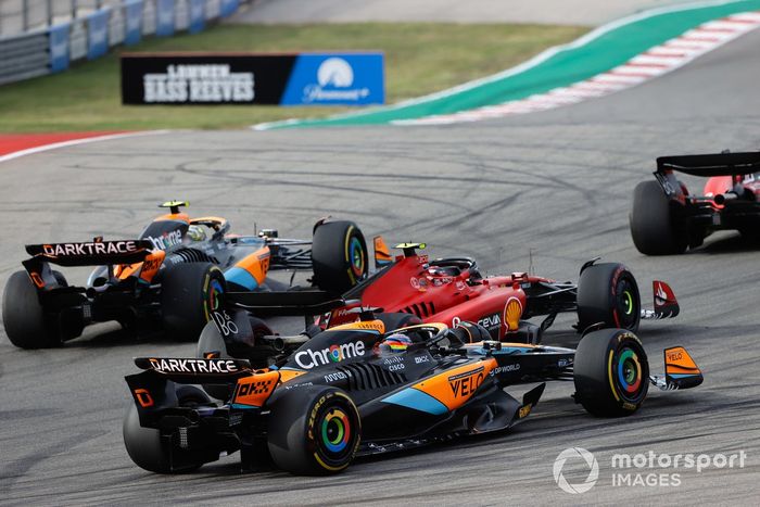 Charles Leclerc, Ferrari SF-23, Lando Norris, McLaren MCL60, Carlos Sainz, Ferrari SF-23, Oscar Piastri, McLaren MCL60