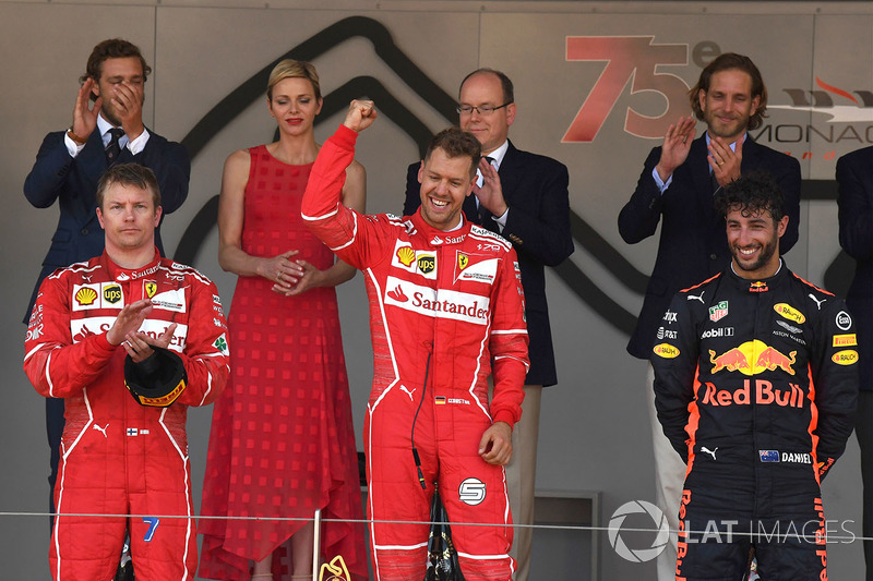 2017: 1. Sebastian Vettel, 2. Kimi Raikkonen, 3. Daniel Ricciardo