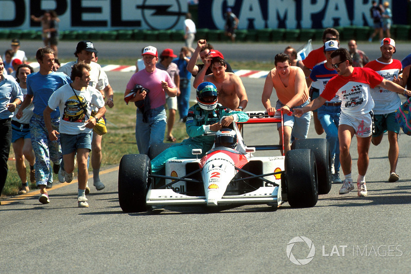 Hockenheim 1991: Gerhard Berger (McLaren) lleva a Ivan Capelli (Leyton House)
