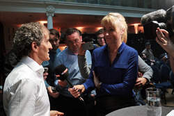 Alain Prost, with the media