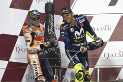 Deuxième place pour Marc Marquez, Repsol Honda Team, et troisième pour Valentino Rossi, Yamaha Factory Racing