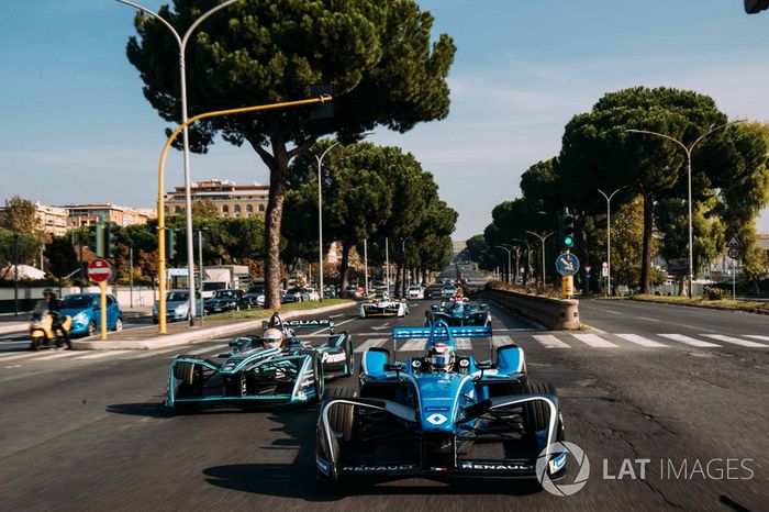 Sébastien Buemi, Renault e.Dams, Nelson Piquet Jr., Jaguar Racing, Luca Filippi, NIO Formula E Team y Lucas di Grassi, Audi Sport ABT Schaeffler