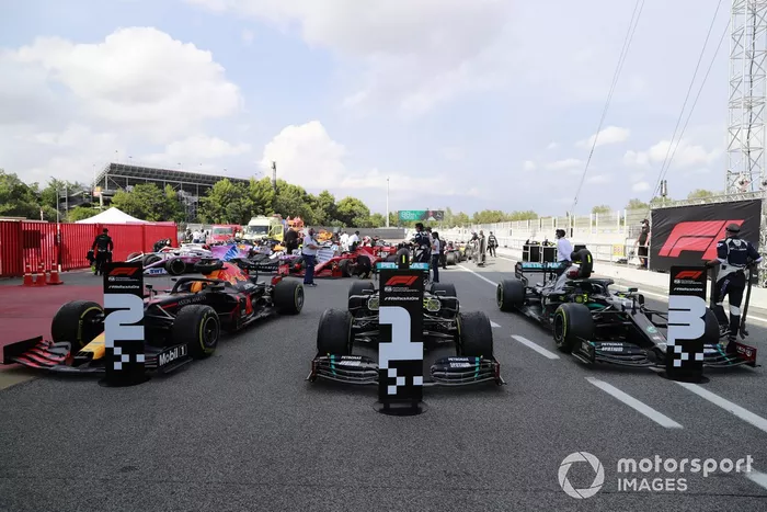 Winner, Lewis Hamilton, Mercedes-AMG Petronas F1, the second place Max Verstappen, Red Bull Racing and third place Valtteri Bottas, Mercedes-AMG Petronas F1 