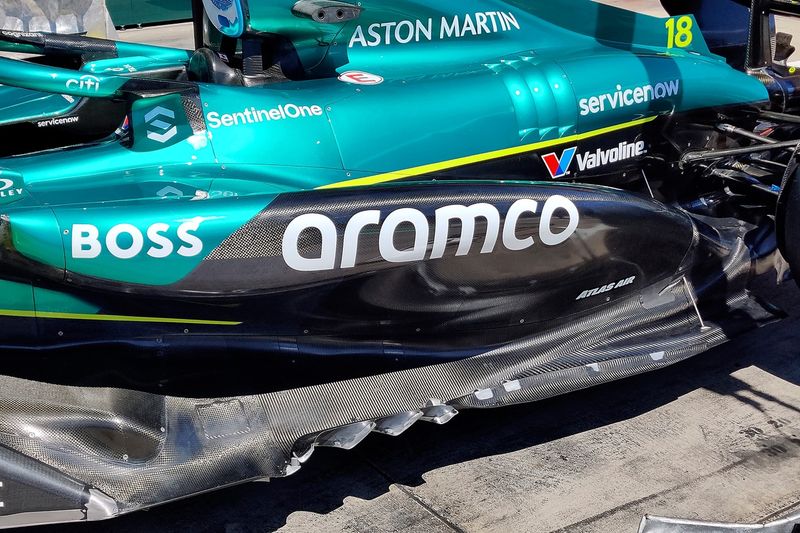 Detalle técnico del Aston Martin AMR25 de Stroll con las mejoras