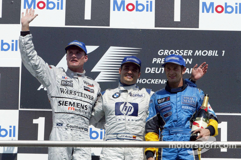 Podium: David Coulthard, McLaren Mercedes; Juan-Pablo Montoya, BMW Williams; Jarno Trulli, Renault F1 Team